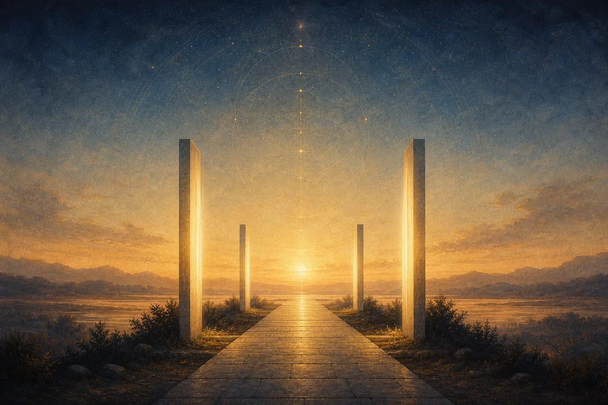 Balanced illuminated pathway representing the 1212 angel number meaning